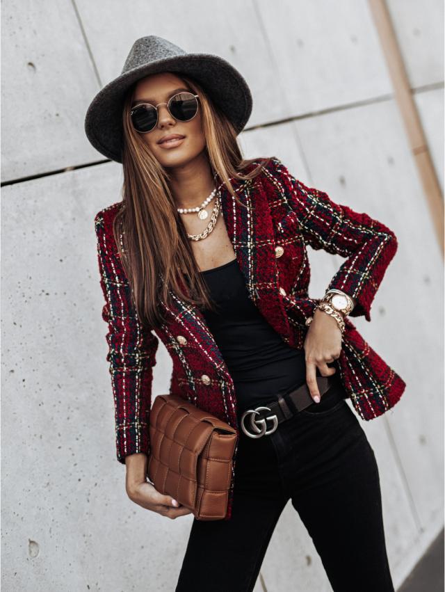 Wholesale Autumn and Winter Women's Suit Long Sleeve Double-breasted Printed Suit Jacket